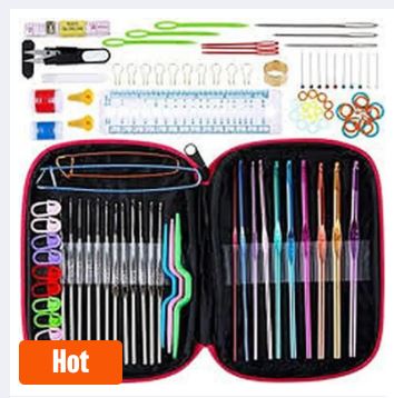58pcs Crochet Hooks Set Knitting Tool Accessories with Leather Bag