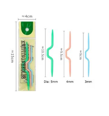 Colorful Handmade Plastic Cable Stitch Hand Knitting Needles Twist Curved Crochet Hook